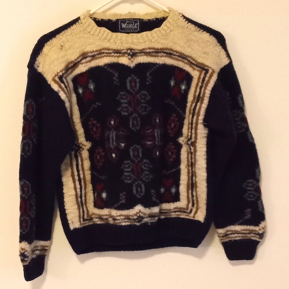 Vintage Woolrich Woman Fair Isle 100% Very Thick Wool Sweater-1980's Size:Small - Picture 4 of 7